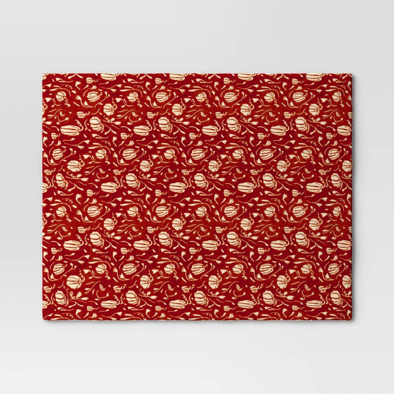 Mini Pumpkin Printed Plush with Shearling Reverse Throw Blanket Orange - Threshold™