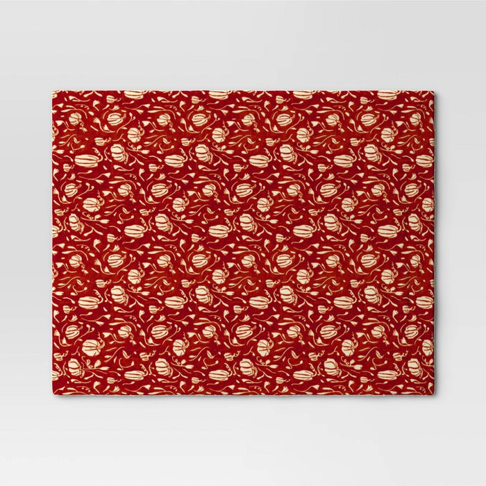 Mini Pumpkin Printed Plush with Shearling Reverse Throw Blanket Orange - Threshold™