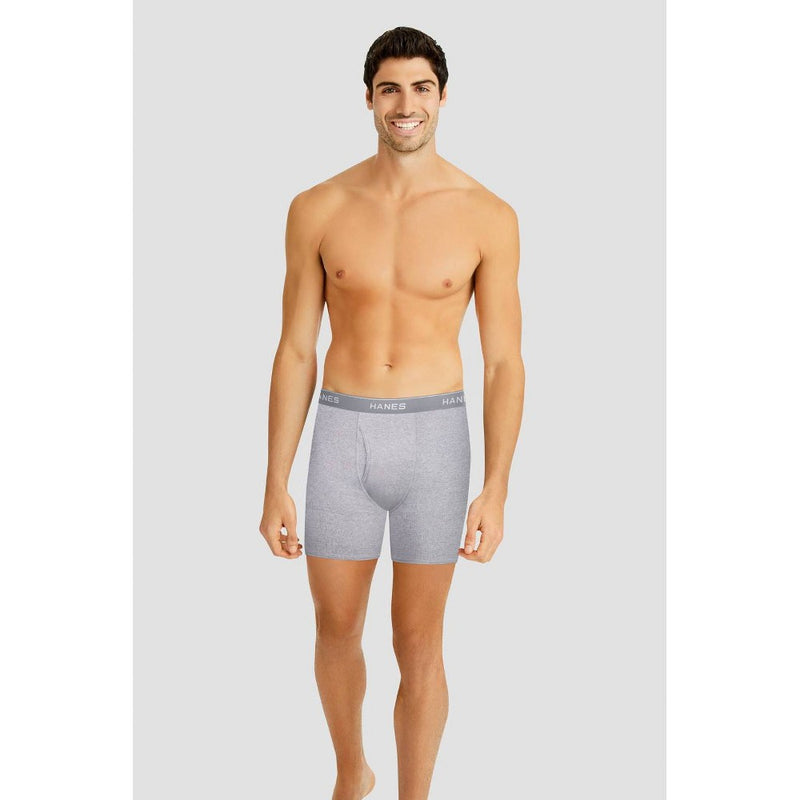 Hanes Men's Super Value Moisture-Wicking Cotton Boxer Briefs 10pk - Black/Gray XL
