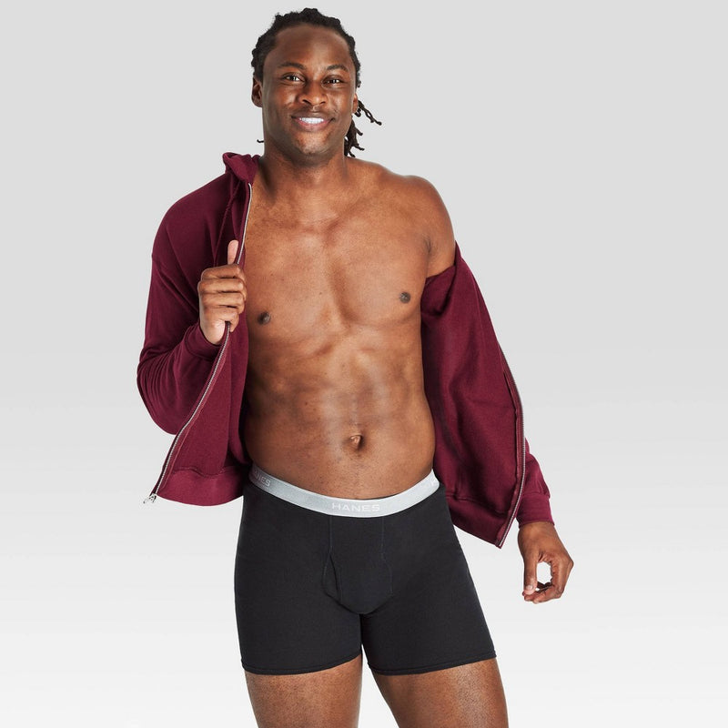 Hanes Men's Super Value Moisture-Wicking Cotton Boxer Briefs 10pk - Black/Gray XL