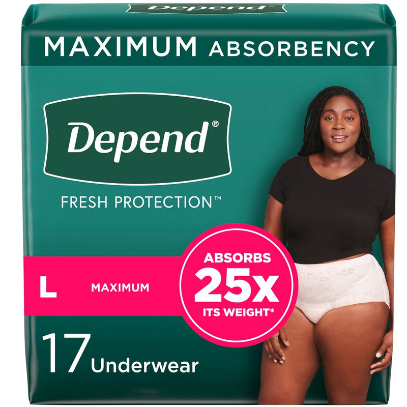 Depend Fresh Protection Adult Incontinence Underwear for Women - Maximum Absorbency - L - Blush - 17ct