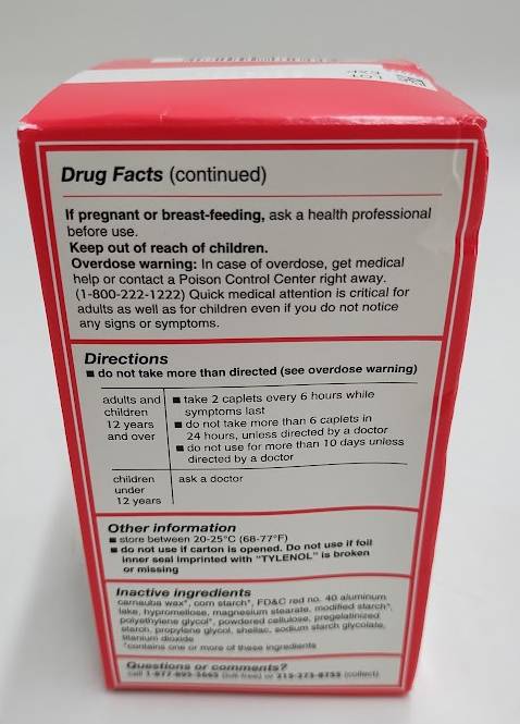 Tylenol Extra Strength Pain Reliever & Fever Reducer Caplets - Acetaminophen - 225ct45.EXP 10/28