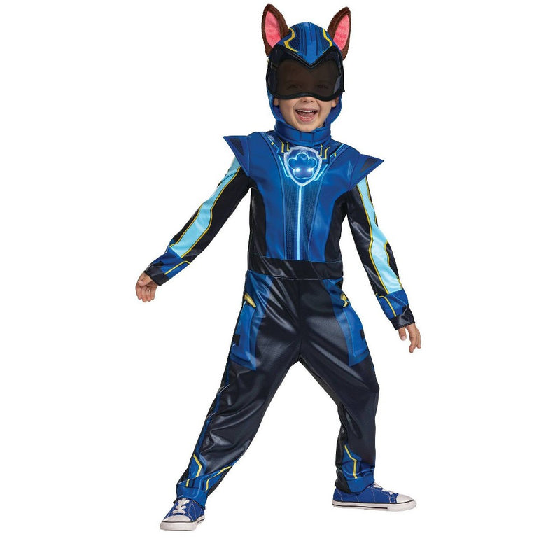 Toddler PAW Patrol Chase Light Up Halloween Costume Jumpsuit with Headpiece 4-6x