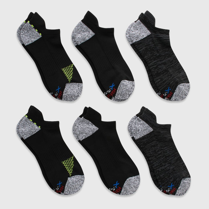 Hanes Premium Men's Performance Filament Heel Shield Low Cut Socks 6pk - Black 6-12