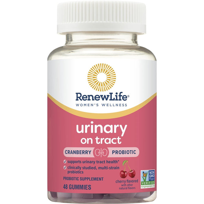 Renew Life Probiotics For Women, 2 Billion CFU, Probiotic Supplement For Urinary Tract Health, Soy, Dairy & Gluten Free, Vaginal & Urinary Complete With Cranberries, Cherry Flavor, 48 GummiesB099YMXP49