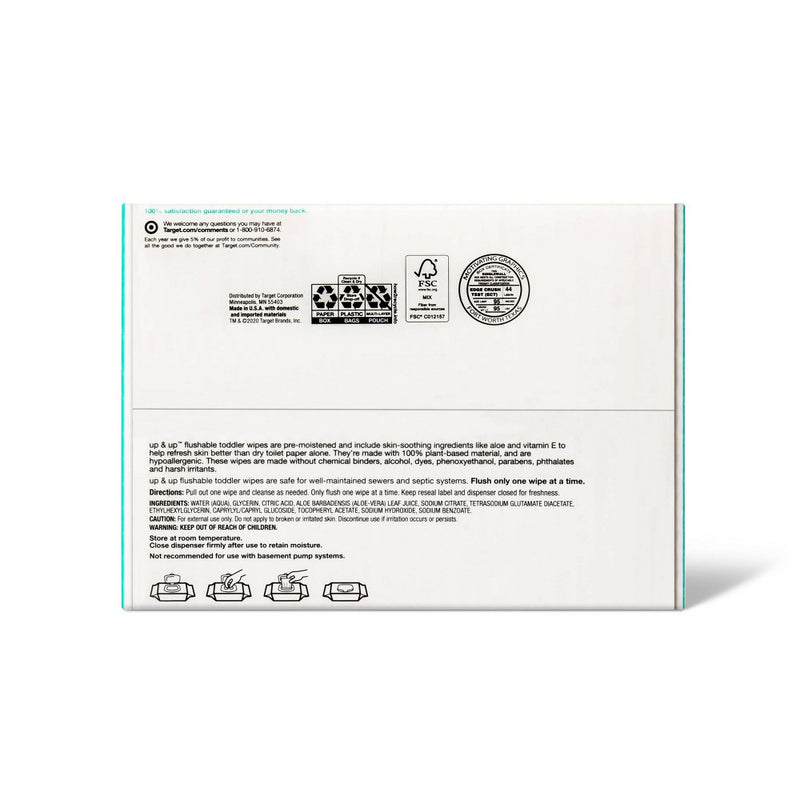 Toddler and Family Flushable Unscented Wipes - single packs