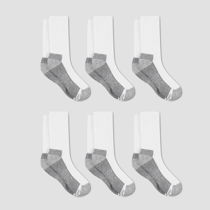 Hanes Men's Big & Tall Work Crew Socks 6pk - White 12-14