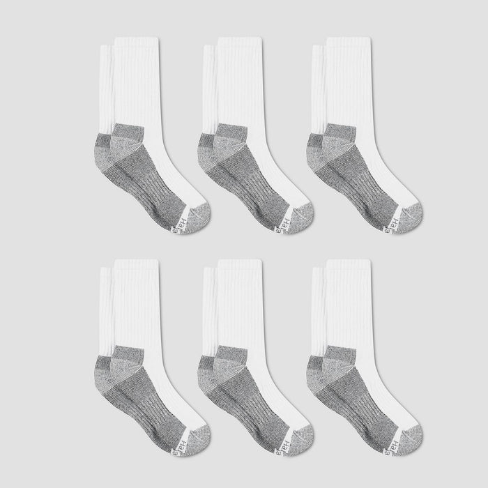 Hanes Men's Big & Tall Work Crew Socks 6pk - White 12-14