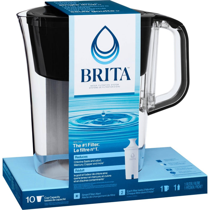 Brita Water Filter 10-Cup Tahoe Water Pitcher Dispenser with Standard Water Filter - Black