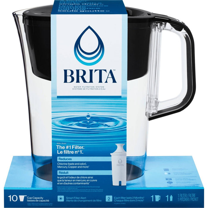 Brita Water Filter 10-Cup Tahoe Water Pitcher Dispenser with Standard Water Filter - Black