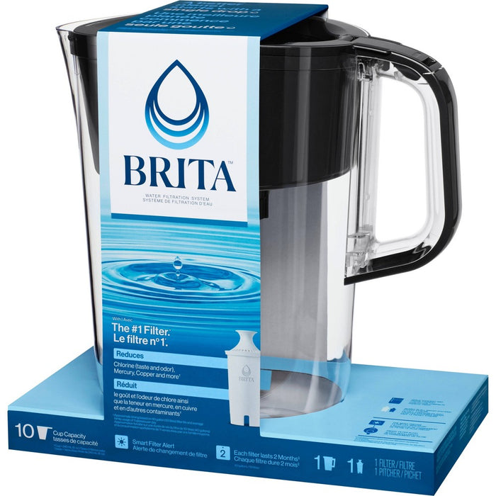 Brita Water Filter 10-Cup Tahoe Water Pitcher Dispenser with Standard Water Filter - Black