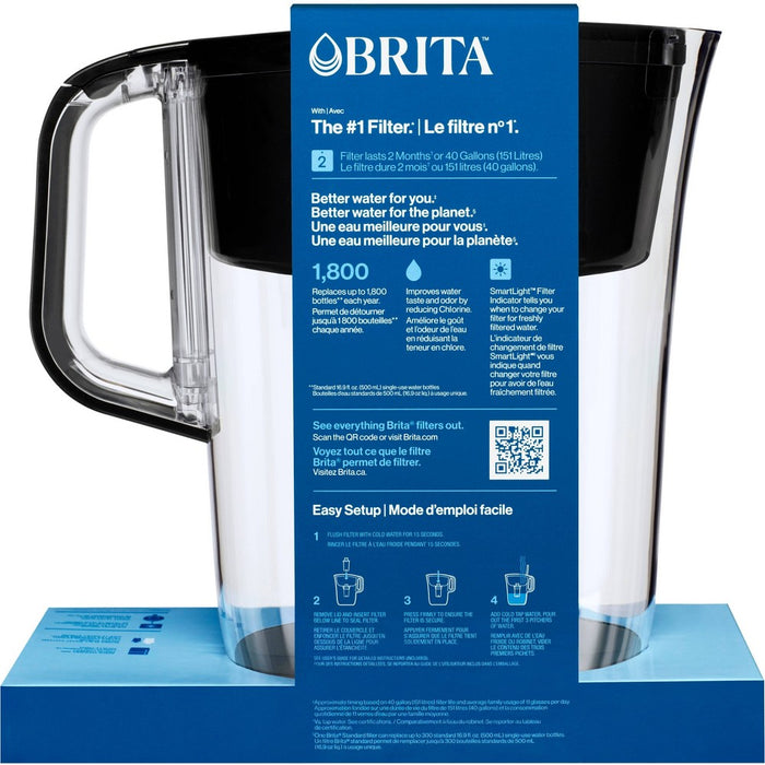 Brita Water Filter 10-Cup Tahoe Water Pitcher Dispenser with Standard Water Filter - Black