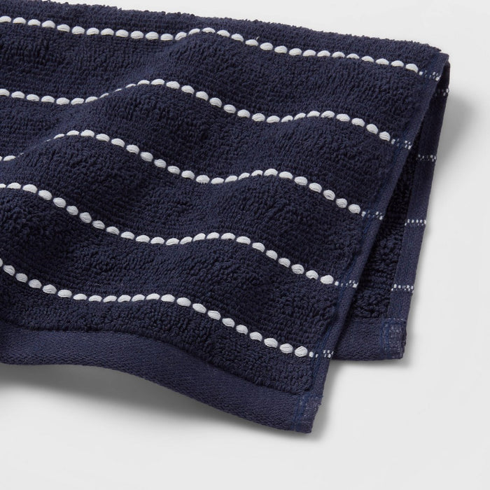 4pc Performance Plus Washcloths Navy Striped - Threshold™
