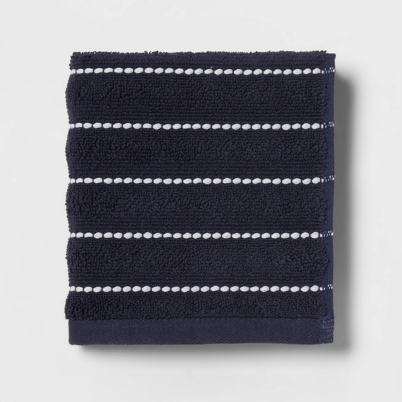4pc Performance Plus Washcloths Navy Striped - Threshold™