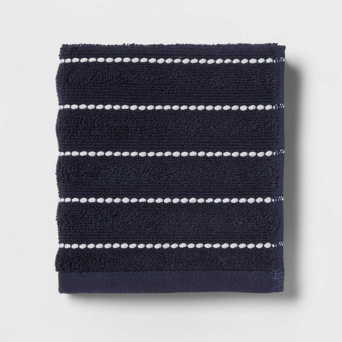 4pc Performance Plus Washcloths Navy Striped - Threshold™