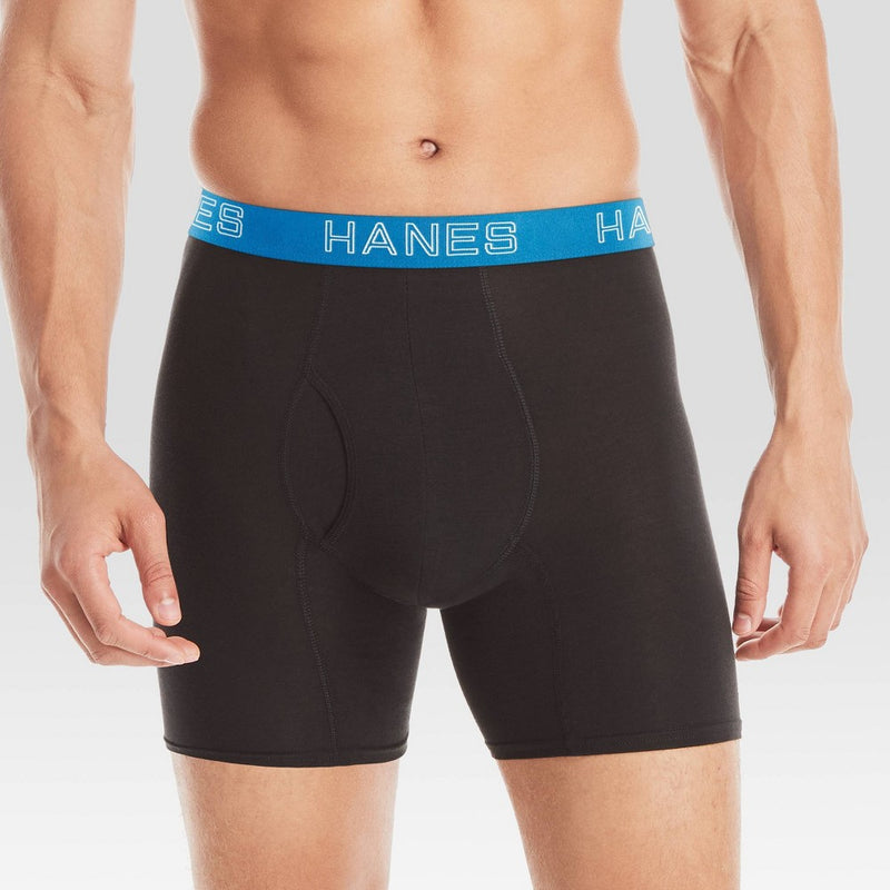 Hanes Originals Premium Men's Cotton Modal Stretch Comfort Flex Fit Boxer Briefs - Black M