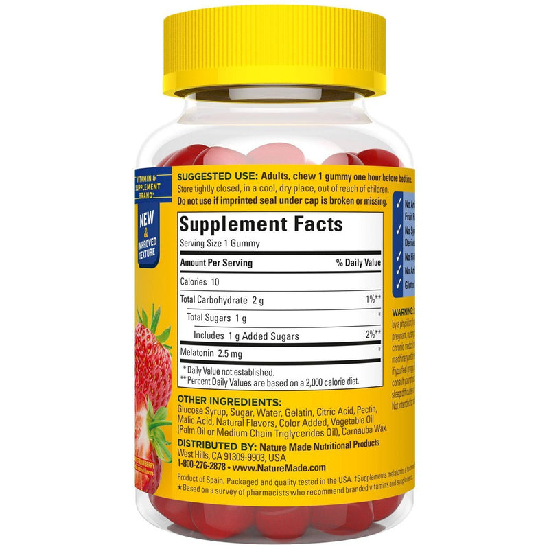 Nature Made Melatonin 100% Drug Free Sleep Aid for Adults 2.5mg Gummies - 80ct