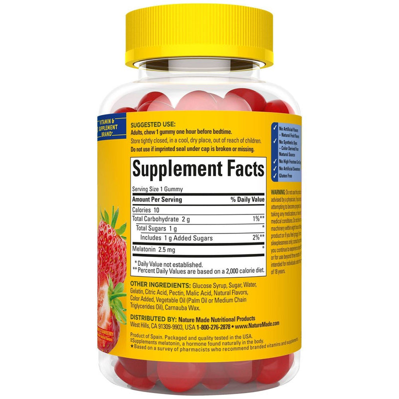 Nature Made Melatonin 100% Drug Free Sleep Aid for Adults 2.5mg Gummies - 80ct
