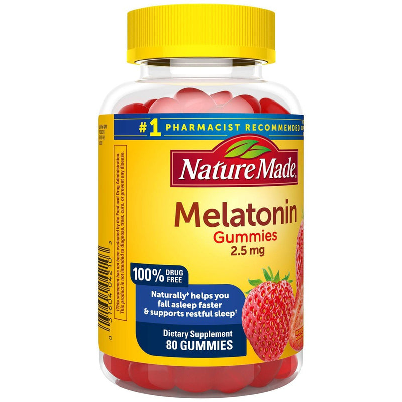 Nature Made Melatonin 100% Drug Free Sleep Aid for Adults 2.5mg Gummies - 80ct
