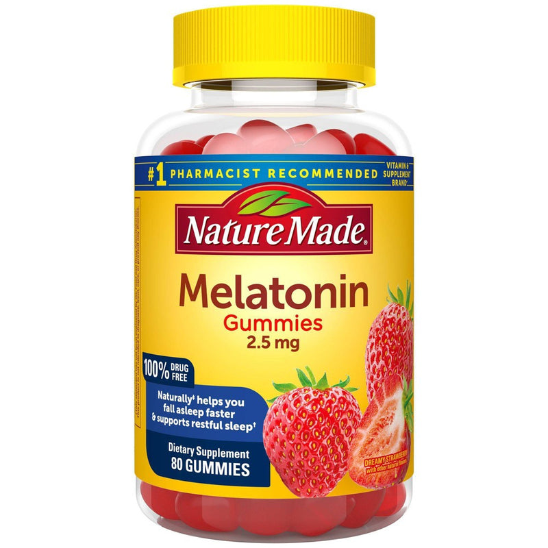 Nature Made Melatonin 100% Drug Free Sleep Aid for Adults 2.5mg Gummies - 80ct