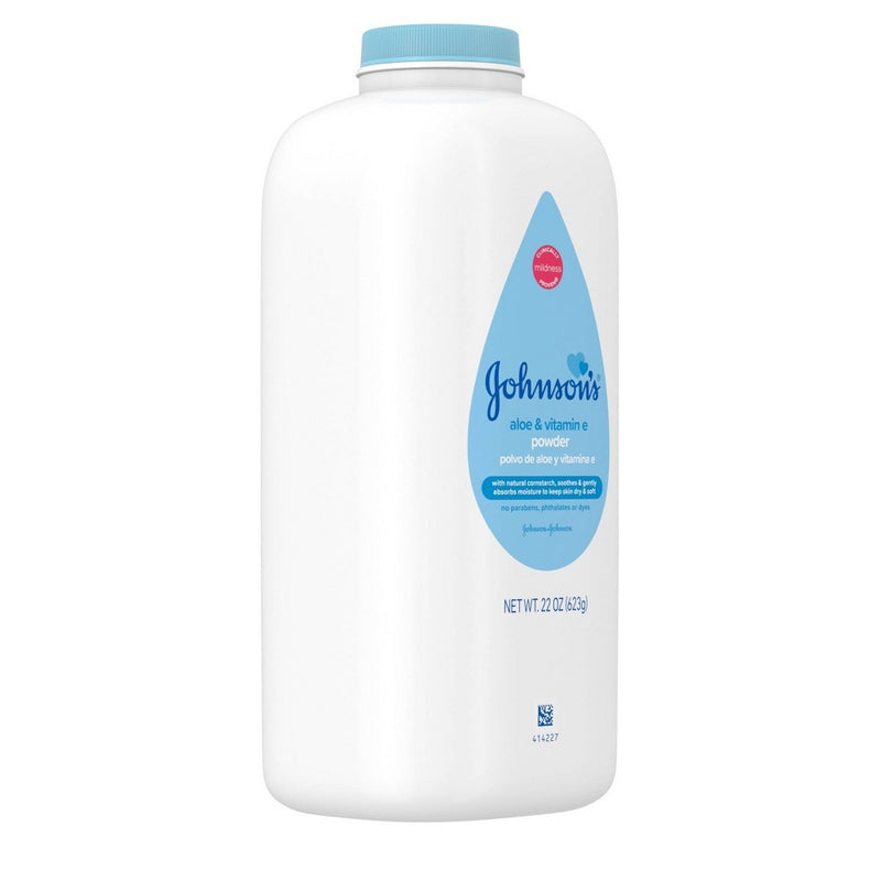 Johnson's Naturally Derived Cornstarch Baby Powder, Aloe & Vitamin E for Delicate Skin - 22oz