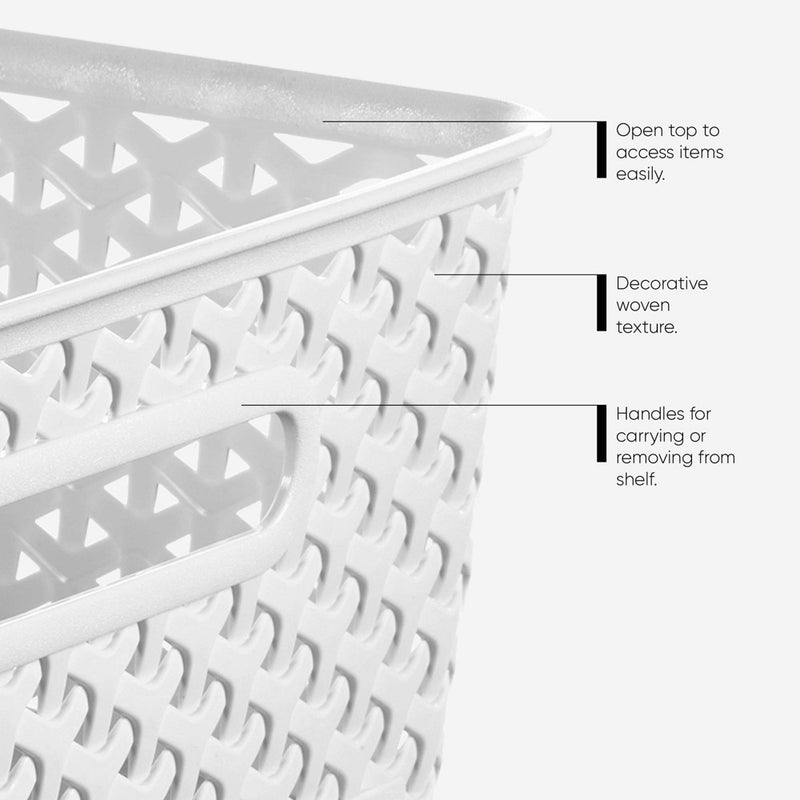 Y-Weave Medium Decorative Storage Basket White - Brightroom