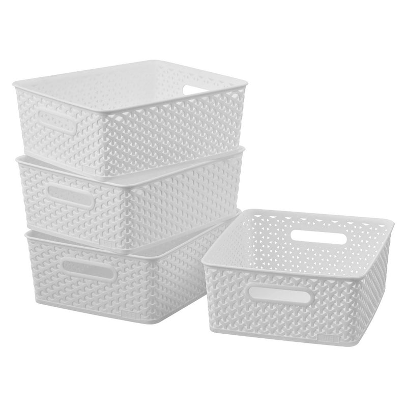 Y-Weave Medium Decorative Storage Basket White - Brightroom