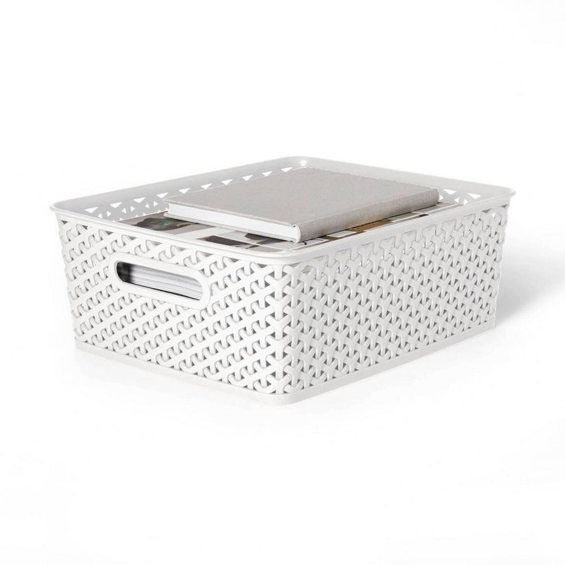 Y-Weave Medium Decorative Storage Basket White - Brightroom
