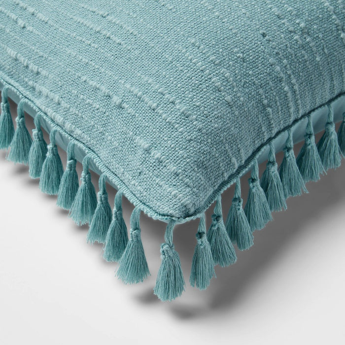 Euro Textured Slub Tassel Decorative Throw Pillow Light Teal Blue - Threshold (LOCAL PICKUP ONLY)
