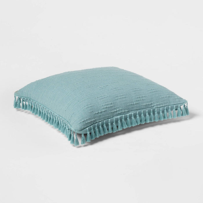 Euro Textured Slub Tassel Decorative Throw Pillow Light Teal Blue - Threshold (LOCAL PICKUP ONLY)