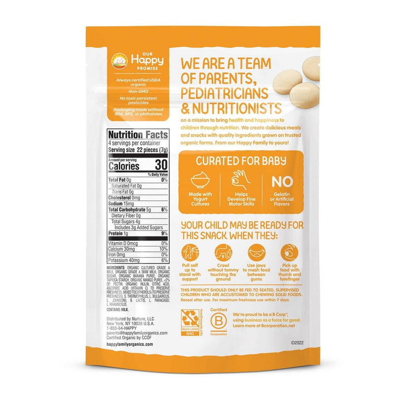 HappyBaby Organic Yogis Banana & Mango Freeze-Dried Yogurt & Fruit Baby Snacks - 1oz