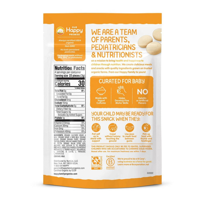 HappyBaby Organic Yogis Banana & Mango Freeze-Dried Yogurt & Fruit Baby Snacks - 1oz