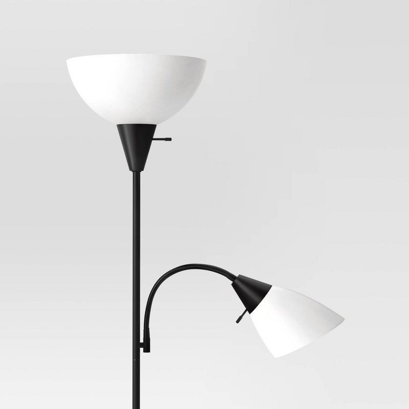 Torchiere with Task Light Floor Lamp Black - Room Essentials