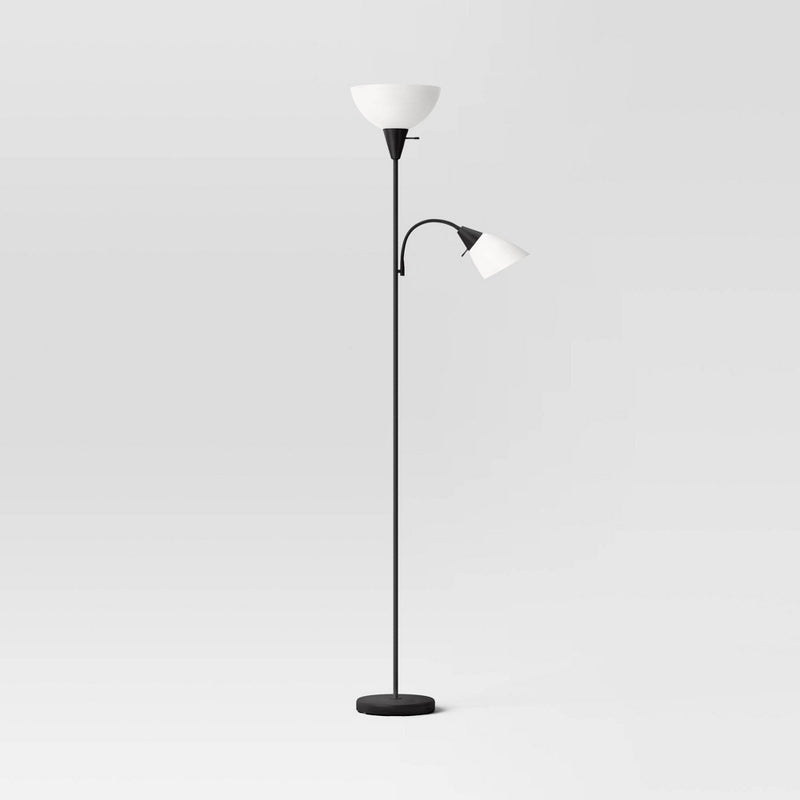 Torchiere with Task Light Floor Lamp Black - Room Essentials