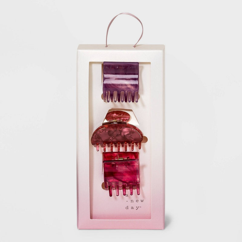 Acrylic Claw Hair Clip Set 3pc - A New Day Purple