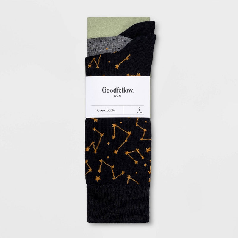 Men's Constellation Novelty Socks 2pk - Goodfellow & Co Navy/Gray 7-12