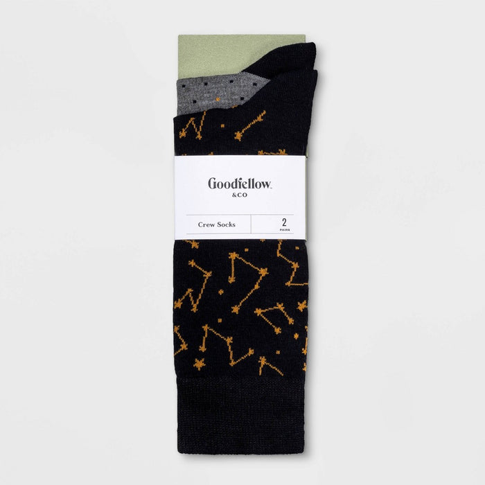 Men's Constellation Novelty Socks 2pk - Goodfellow & Co Navy/Gray 7-12
