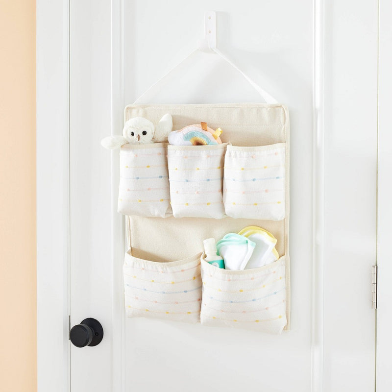 Wall Hanging Storage with Slub Stitching - Cream - Cloud Island