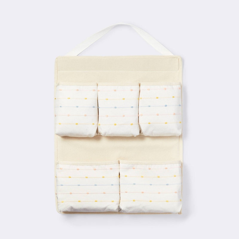 Wall Hanging Storage with Slub Stitching - Cream - Cloud Island