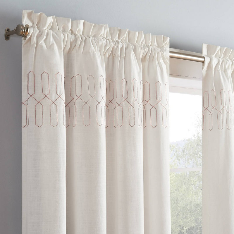 95"x52" Arashi Ombre Embroidery Light Filtering Curtain Panel Orange - Vue
