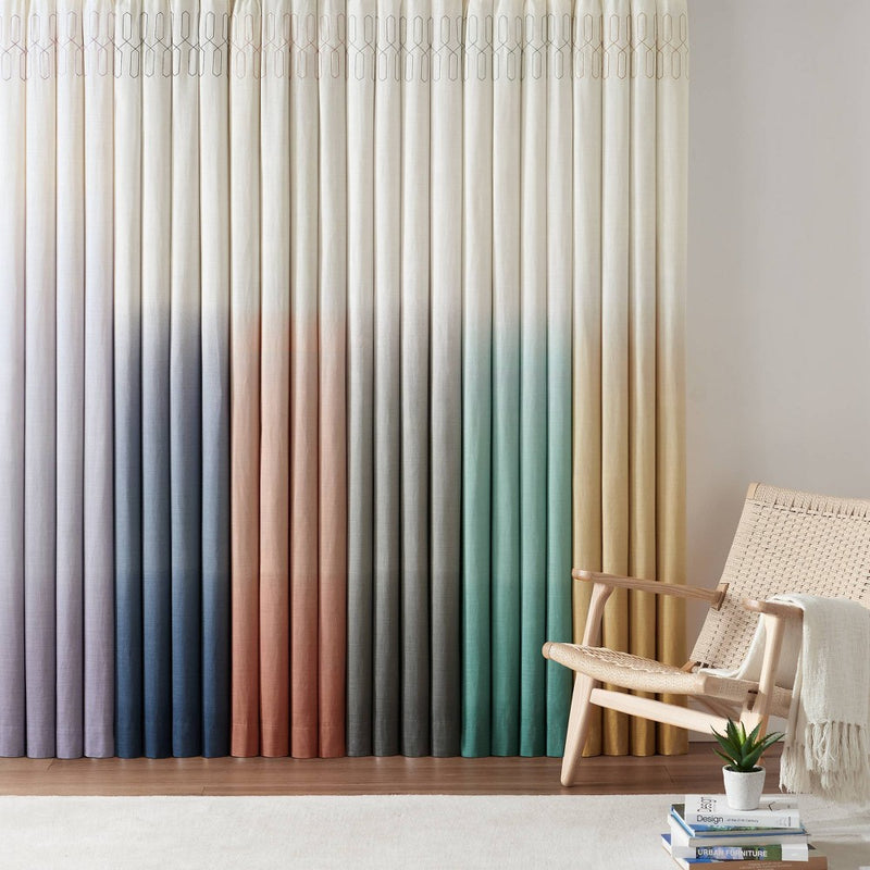 95"x52" Arashi Ombre Embroidery Light Filtering Curtain Panel Orange - Vue