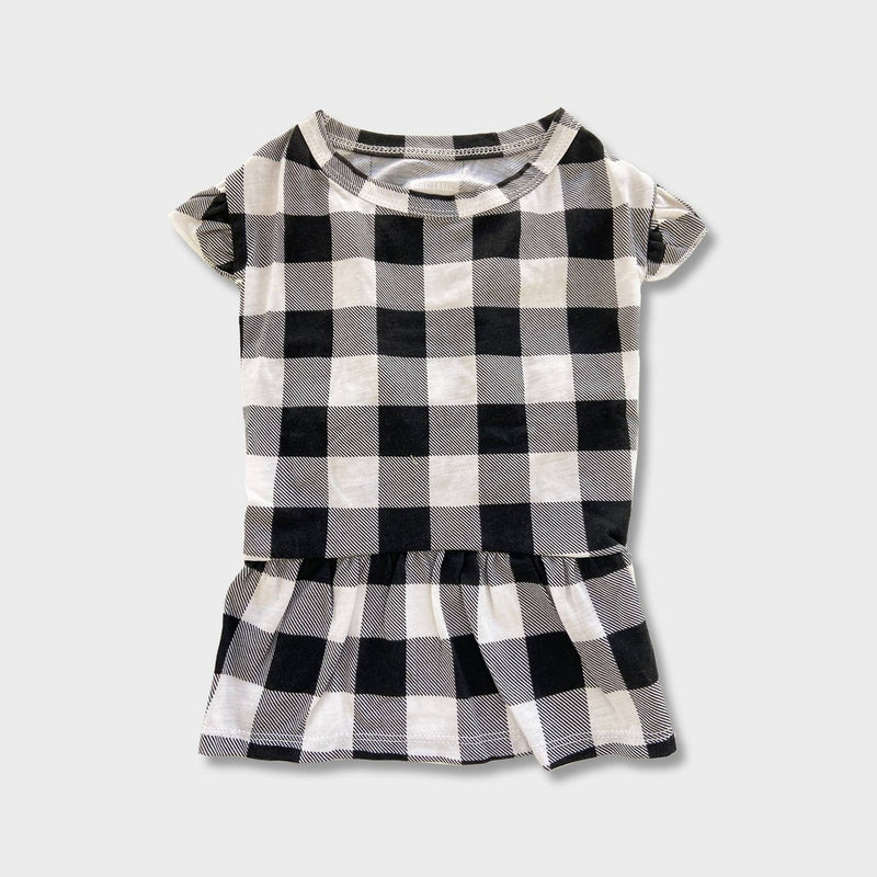 Grayson Pup Buff Check Dog Dress - Black - L