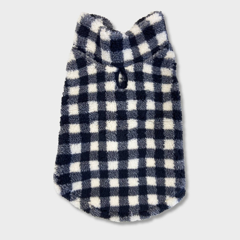 Grayson Pup Buff Check Sherpa Dog Vest - Black - XL