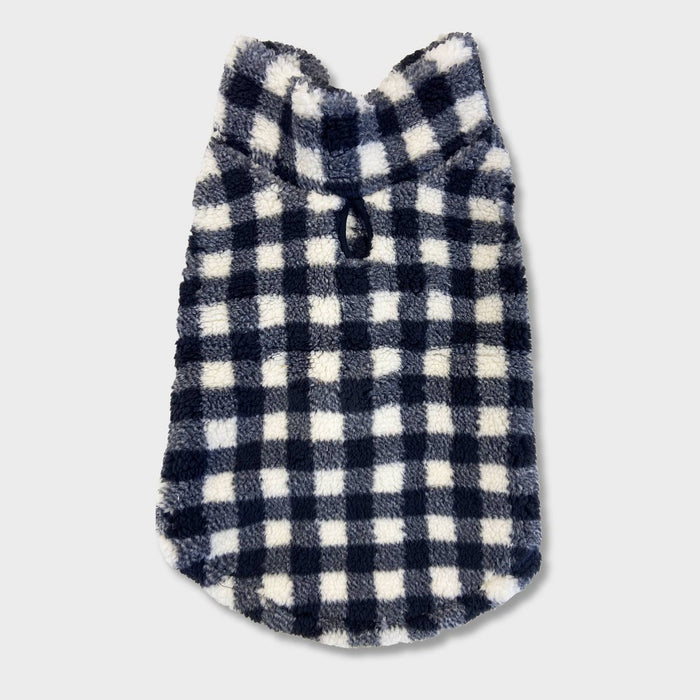 Grayson Pup Buff Check Sherpa Dog Vest - Black - XL