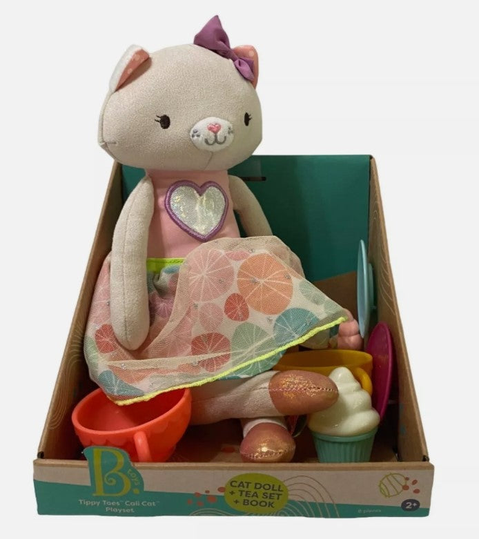 B. toys Plush Cat, Board Book & Tea Set - Tippy Toes Cali Cat