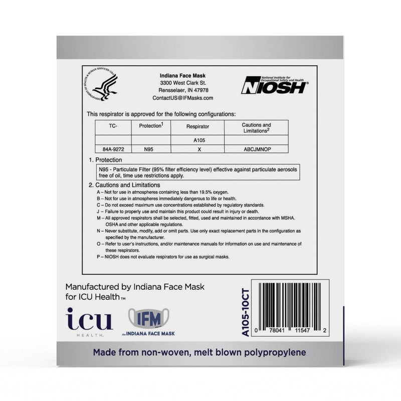 ICU Health N95 Respirator Mask - White - 10ct