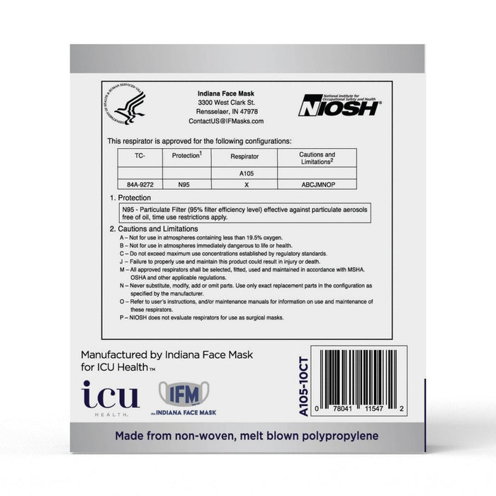 ICU Health N95 Respirator Mask - White - 10ct