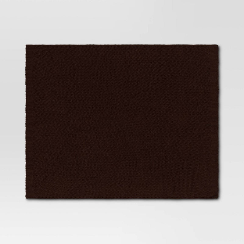 Solid Chenille Knit Throw Blanket Dark Brown - Threshold