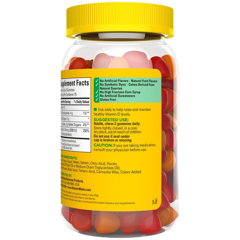 Nature Made Vitamin D3 2000 IU (50 mcg), for Bone Health and Immune Support Vitamin Gummies - 150ct