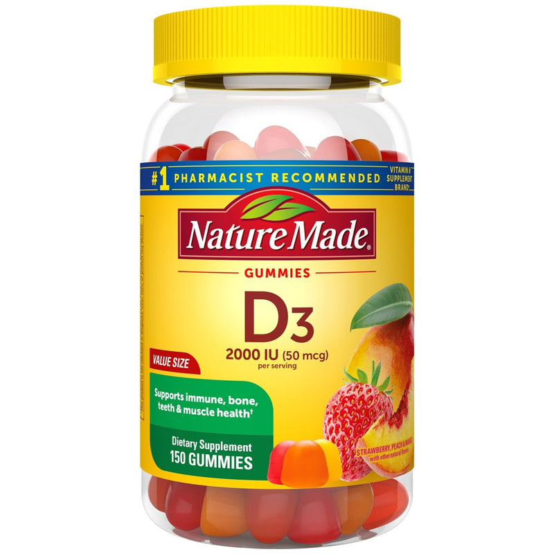 Nature Made Vitamin D3 2000 IU (50 mcg), for Bone Health and Immune Support Vitamin Gummies - 150ct